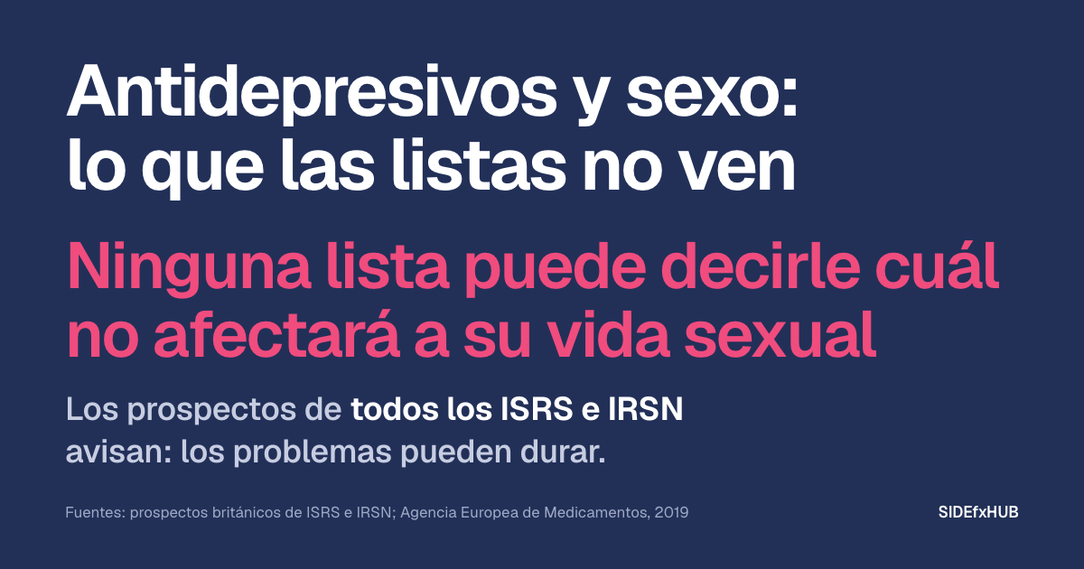 Antidepresivos y sexo: lo que las listas no ven