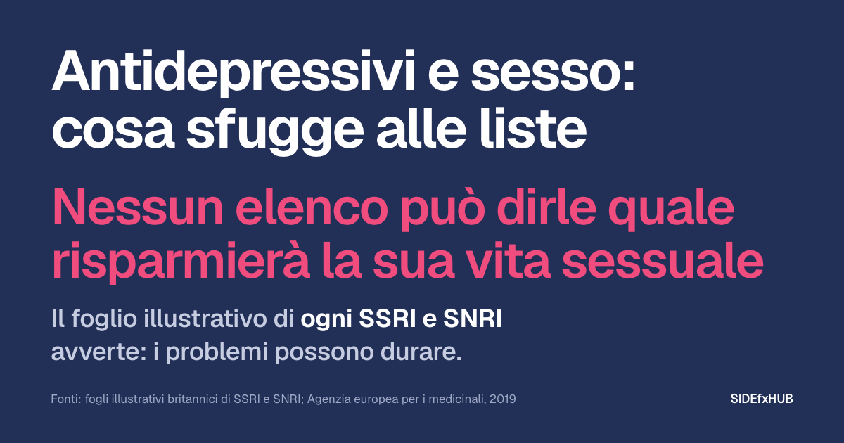 Antidepressivi e sesso: cosa sfugge alle liste