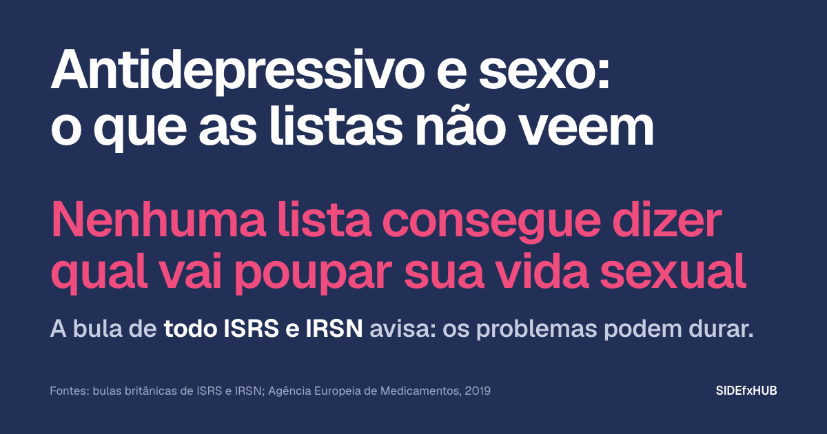 Antidepressivo e sexo: o que as listas não veem