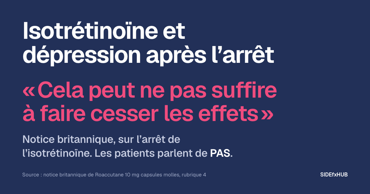 Isotrétinoïne et dépression après l’arrêt