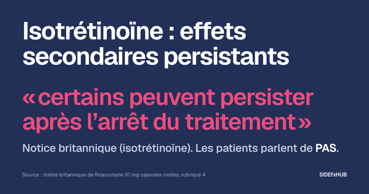 Isotrétinoïne : effets secondaires persistants