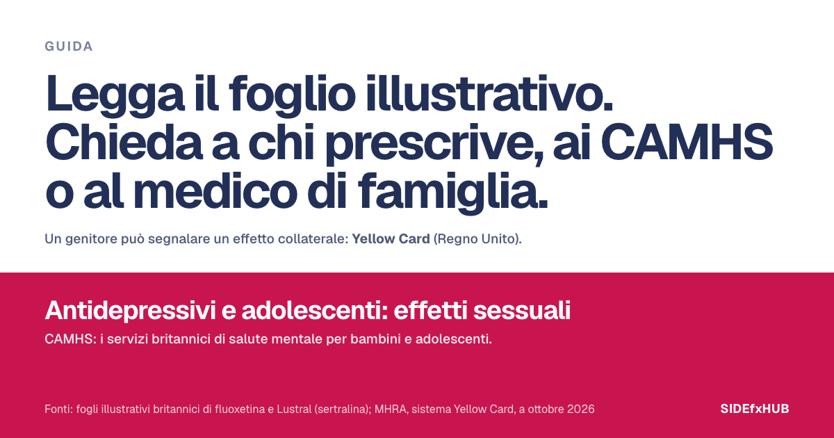 Antidepressivi e adolescenti: effetti sessuali