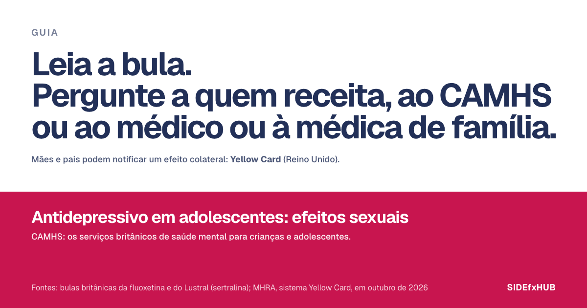 Antidepressivo em adolescentes: efeitos sexuais