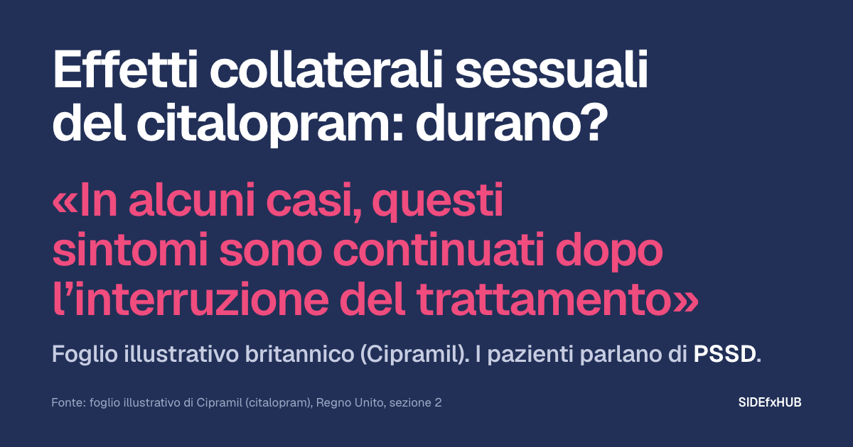Effetti collaterali del citalopram: durano?