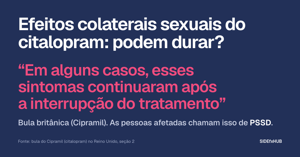 Efeitos colaterais do citalopram: podem durar?