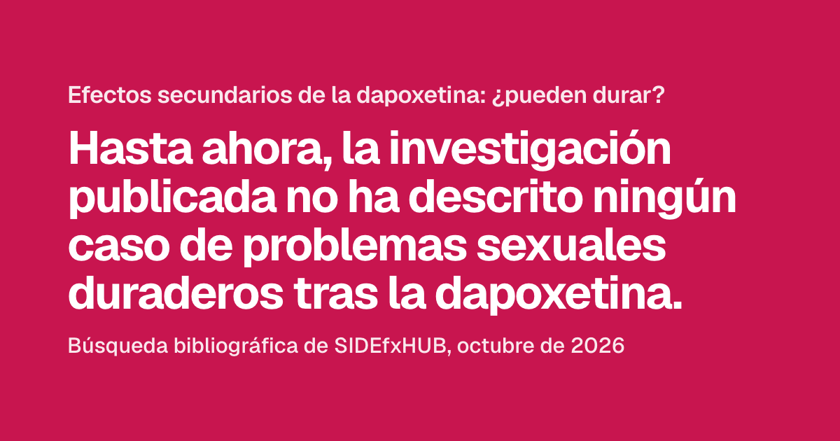 Dapoxetina, efectos secundarios: ¿pueden durar?
