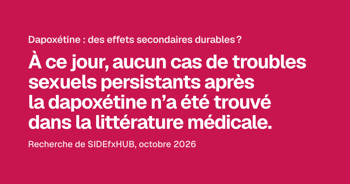 Dapoxétine : des effets secondaires durables ?