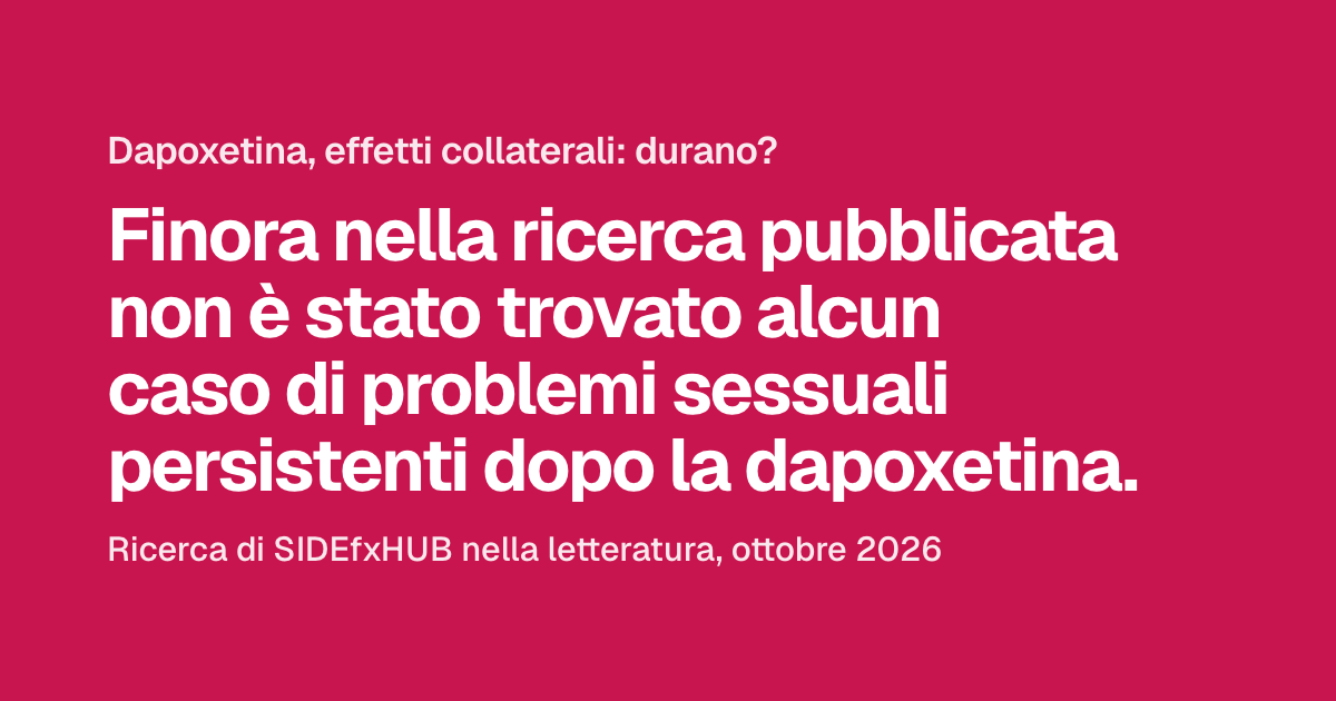 Dapoxetina, effetti collaterali: durano?