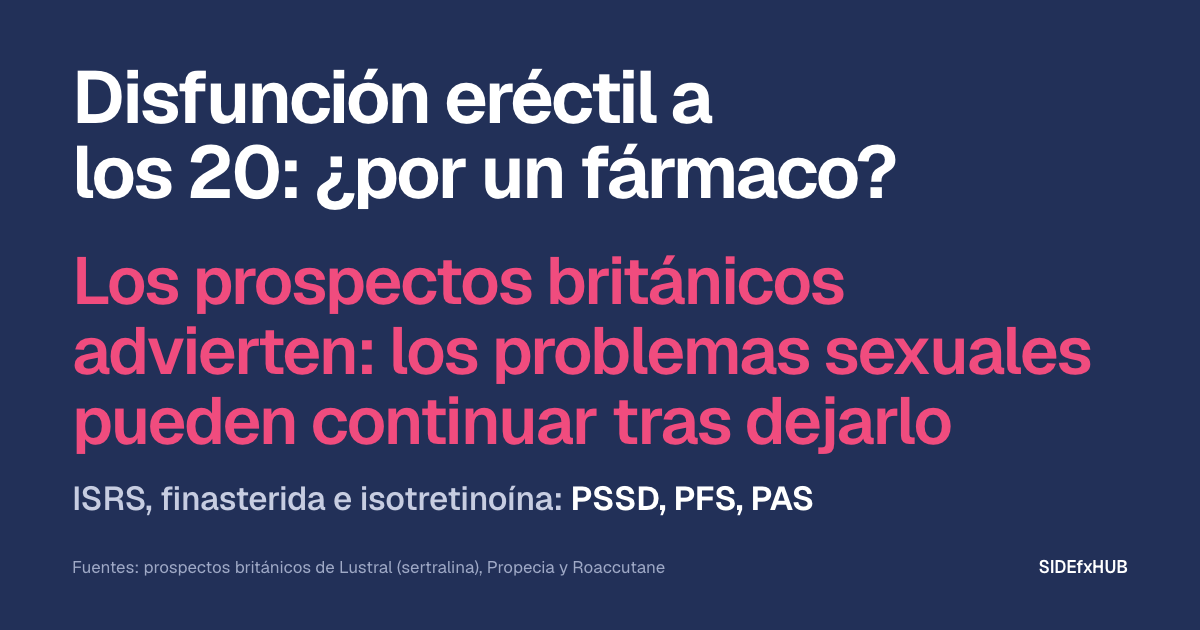 Disfunción eréctil a los 20: ¿por un fármaco?