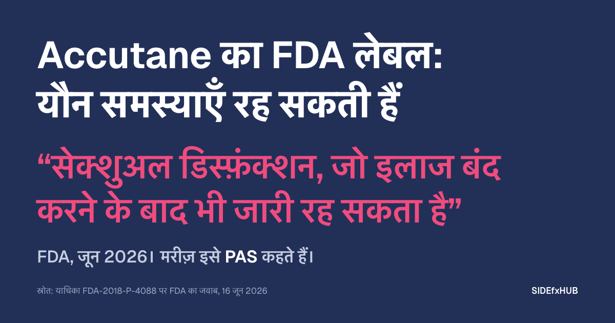 Accutane का FDA लेबल: यौन समस्याएँ रह सकती हैं