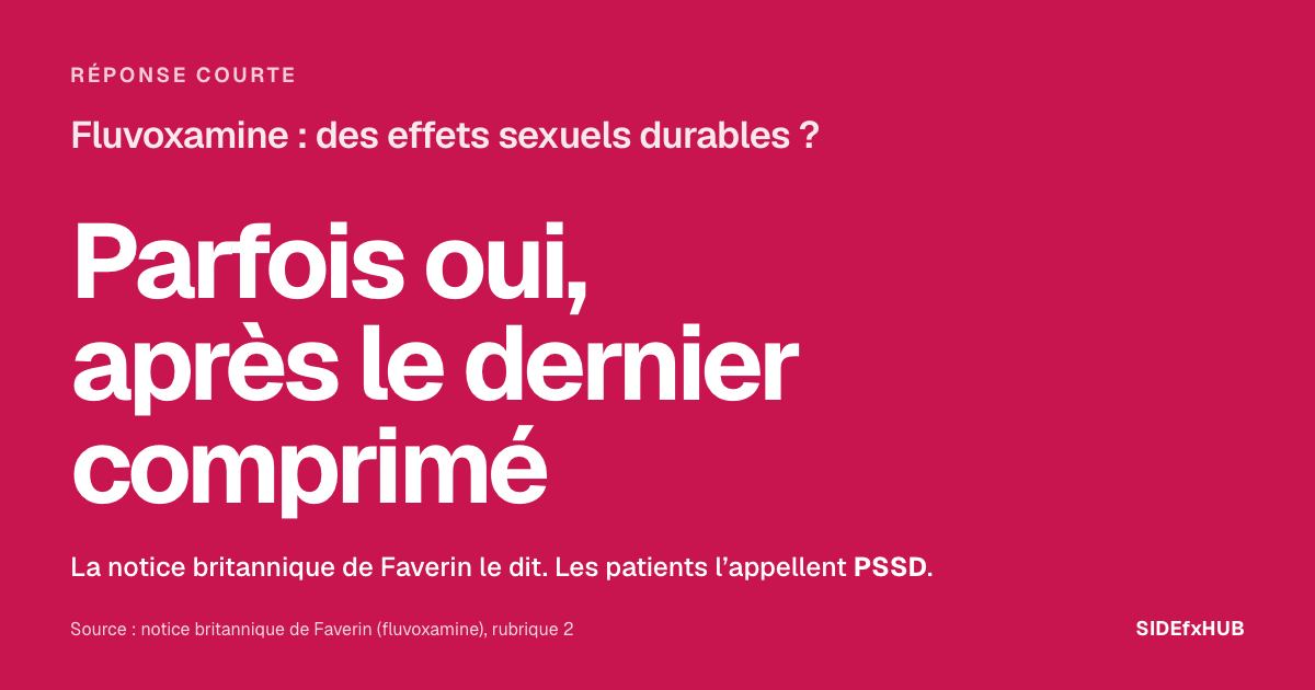 Fluvoxamine : des effets sexuels durables ?