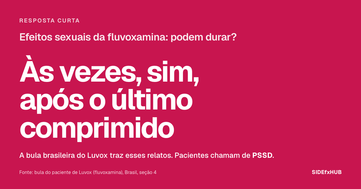 Efeitos sexuais da fluvoxamina: podem durar?