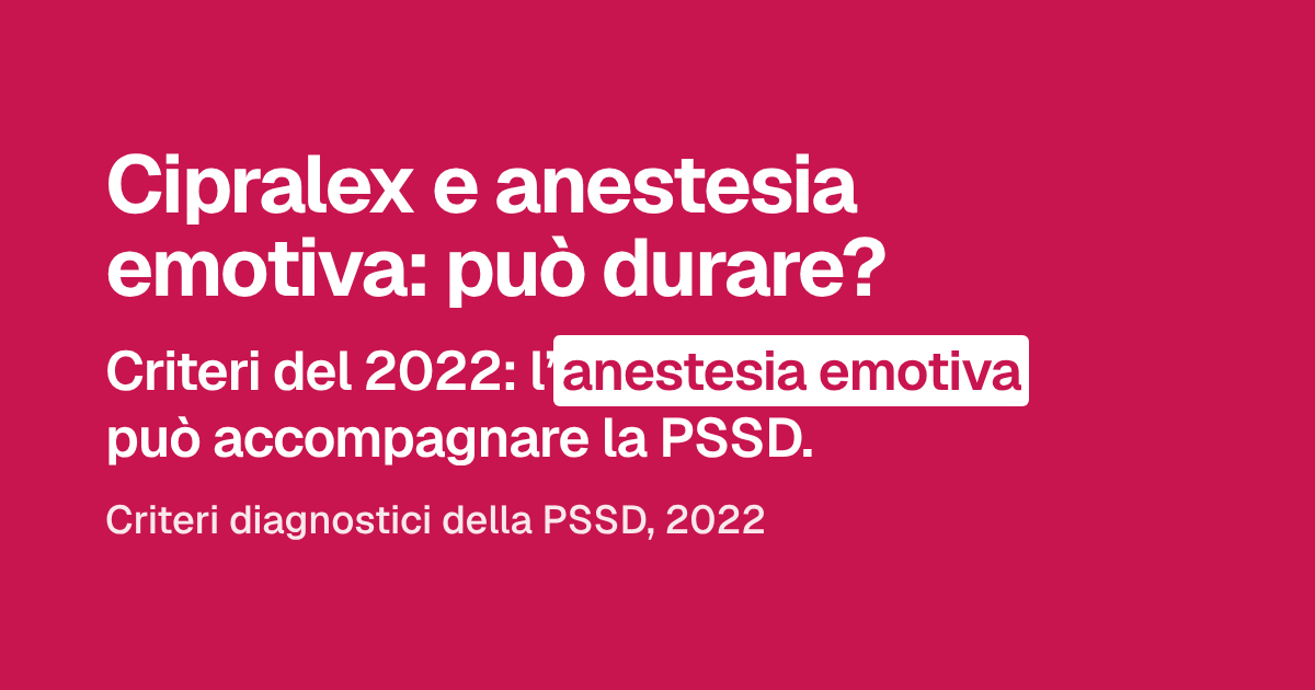 Cipralex e anestesia emotiva: può durare?