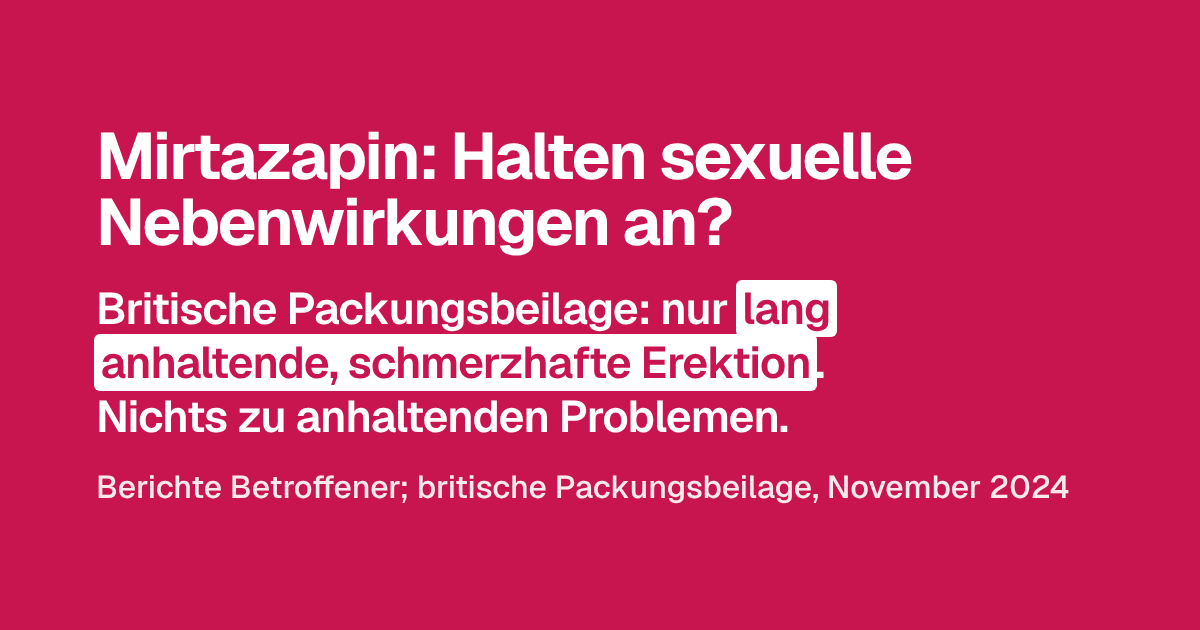 Mirtazapin: Halten sexuelle Nebenwirkungen an?