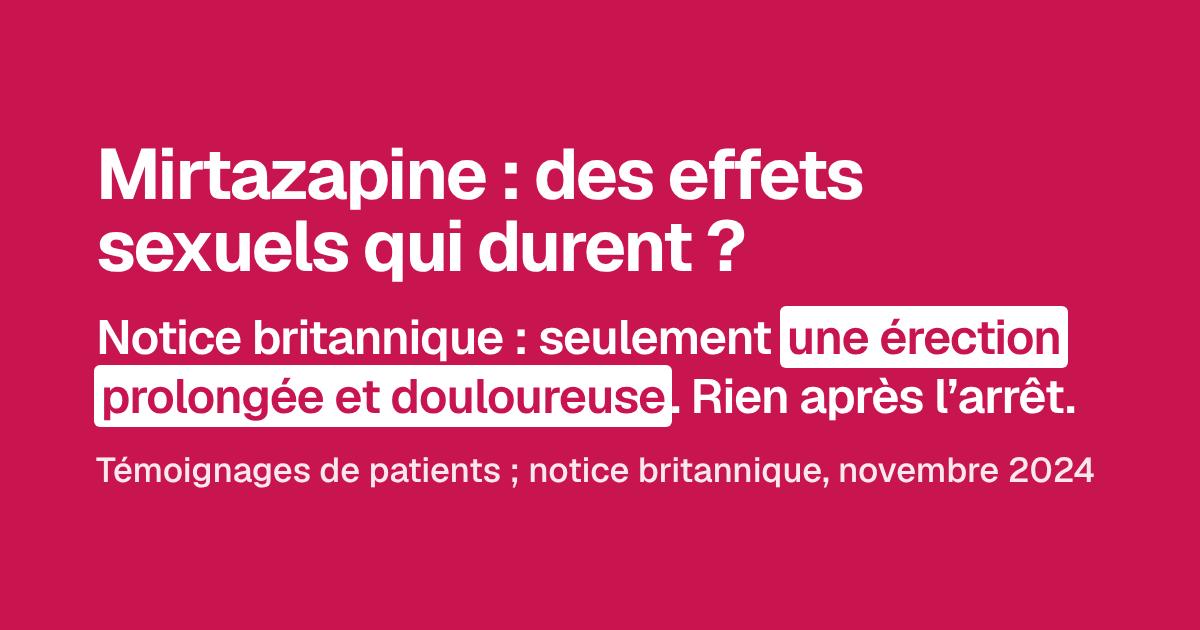 Mirtazapine : des effets sexuels qui durent ?