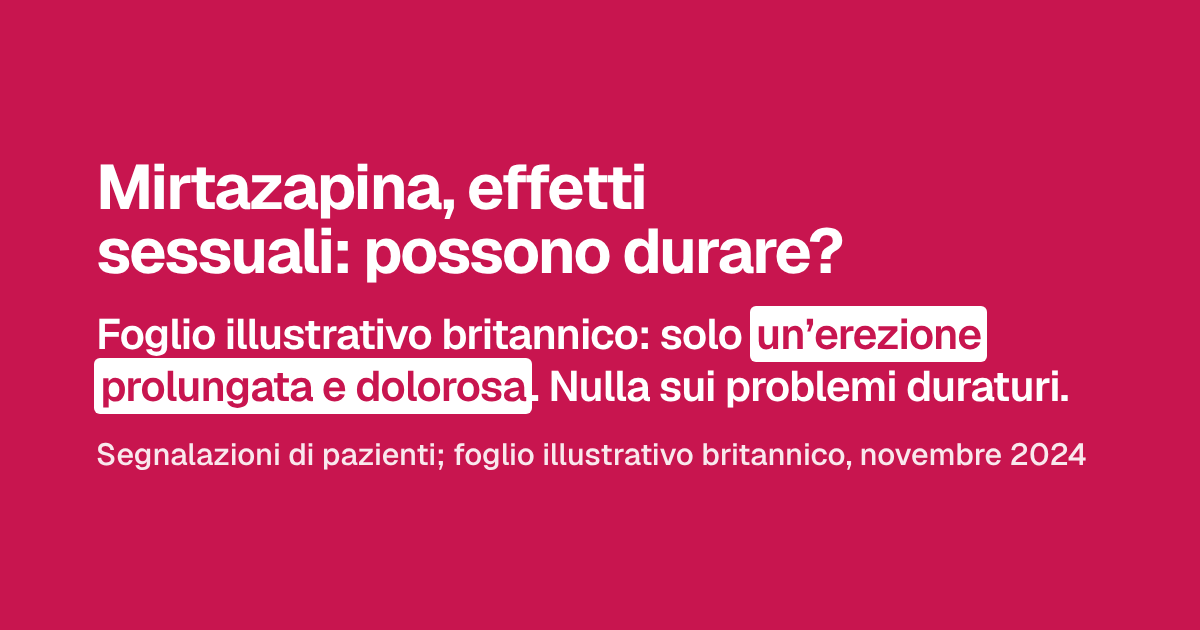 Mirtazapina, effetti sessuali: possono durare?