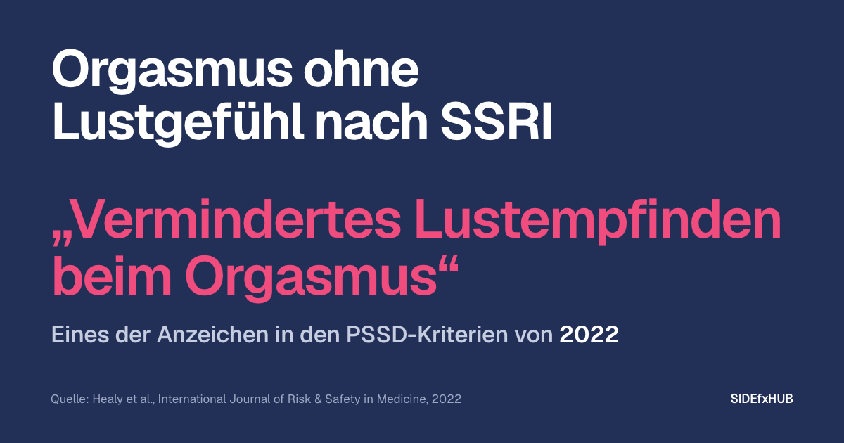 Orgasmus ohne Lustgefühl nach SSRI