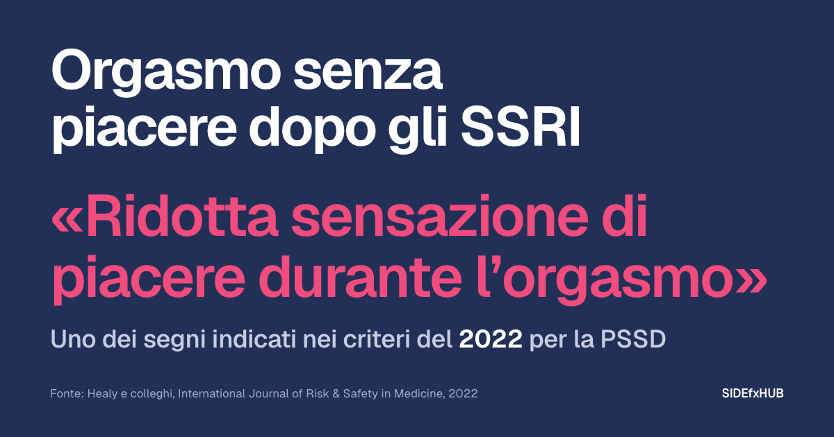 Orgasmo senza piacere dopo gli SSRI