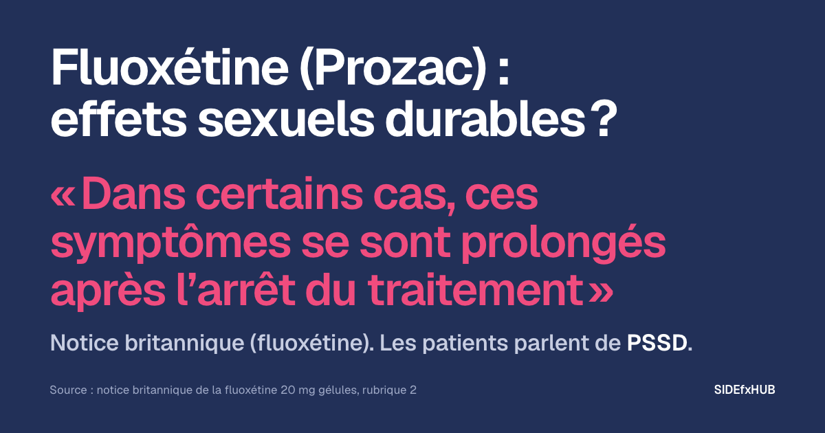 Fluoxétine (Prozac) : effets sexuels durables ?