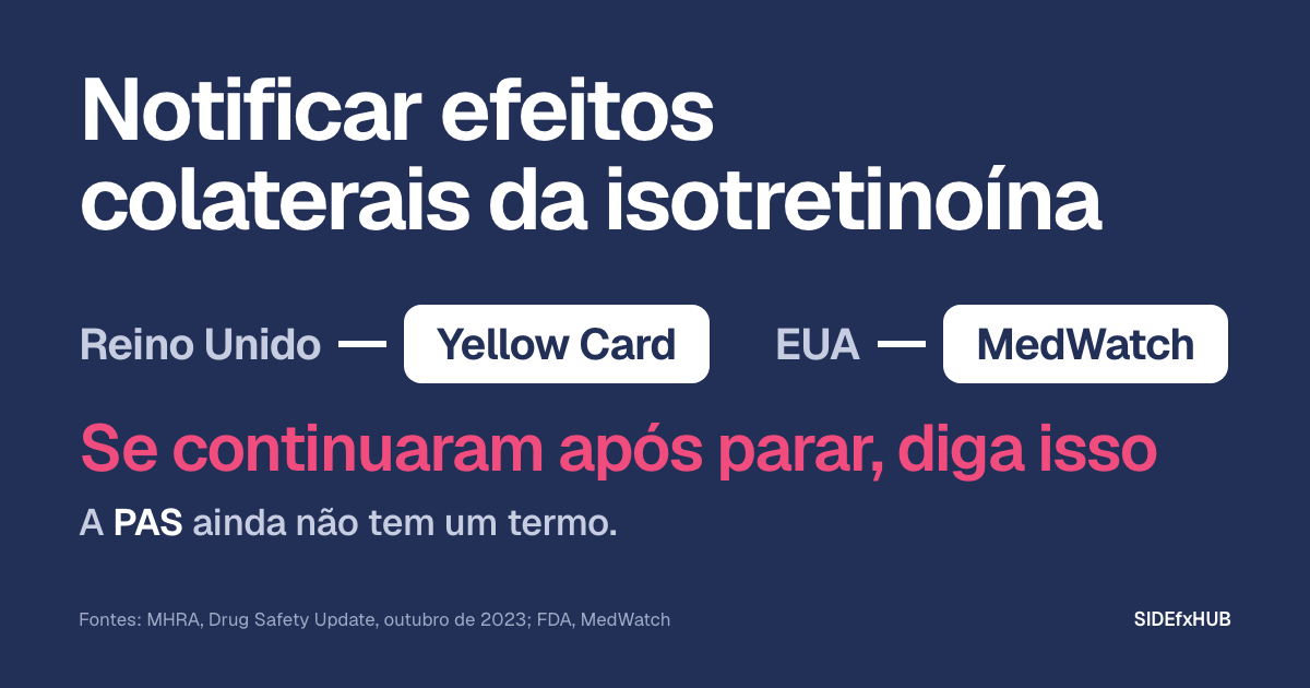 Notificar efeitos colaterais da isotretinoína