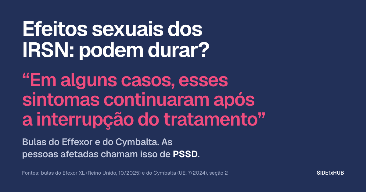 Efeitos sexuais dos IRSN: podem durar?