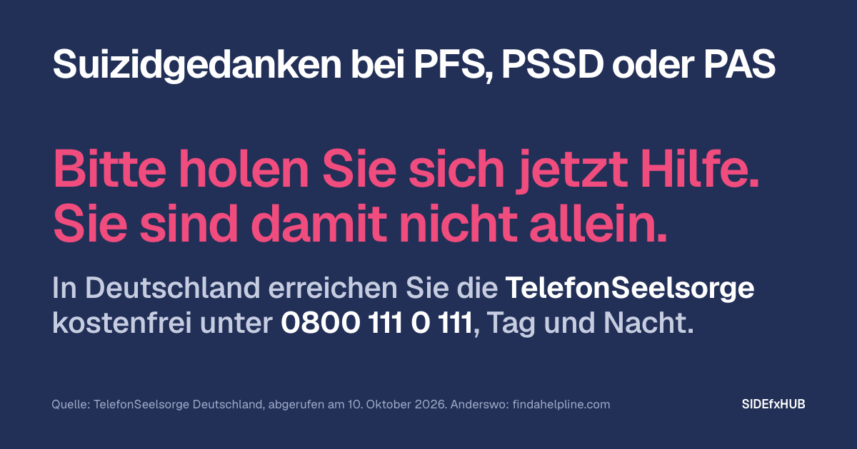Suizidgedanken bei PFS, PSSD oder PAS