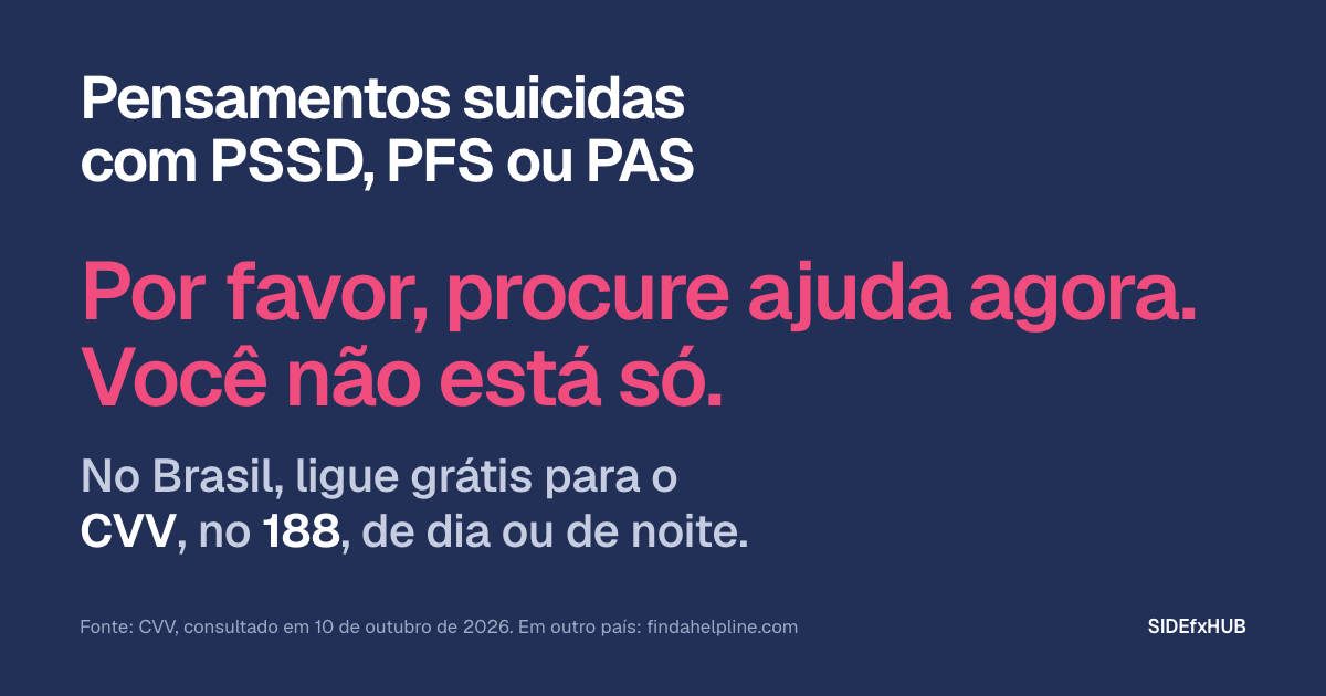 Pensamentos suicidas com PSSD, PFS ou PAS