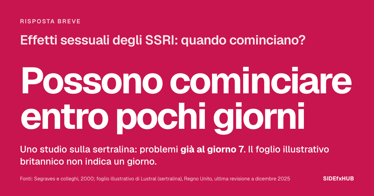 Effetti sessuali degli SSRI: quando cominciano?